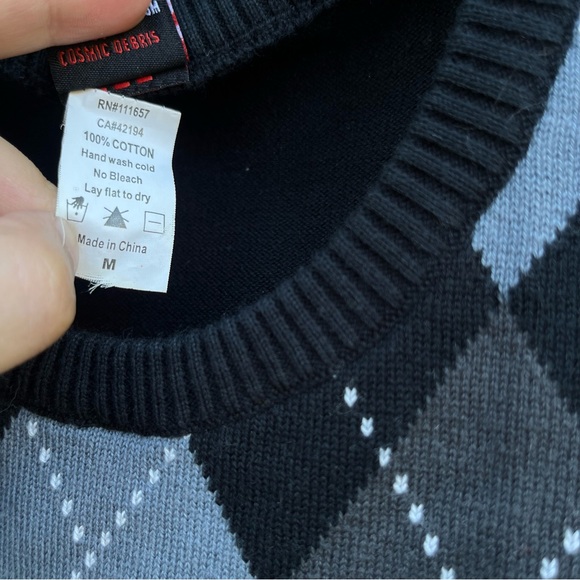 Vintage Y2K Emily The Strange Argyle sweater vest with cats embroidered. - Picture 2 of 9